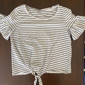 Front Tie Striped Shirt